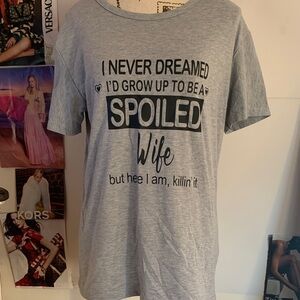 Gray Graphic Tee with Fun Quote